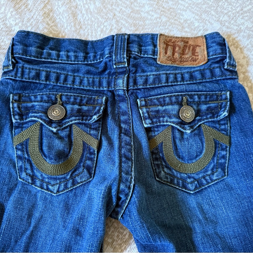 True Religion Blue Denim Jeans with Red Accents
